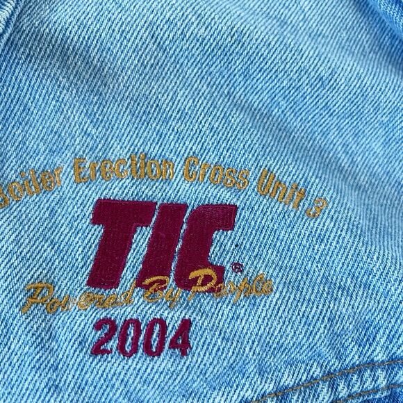 Vtg TIC The Industrial Company Boiler Erection Cross Unit 3 Denim Jacket Trucker - Picture 13 of 16
